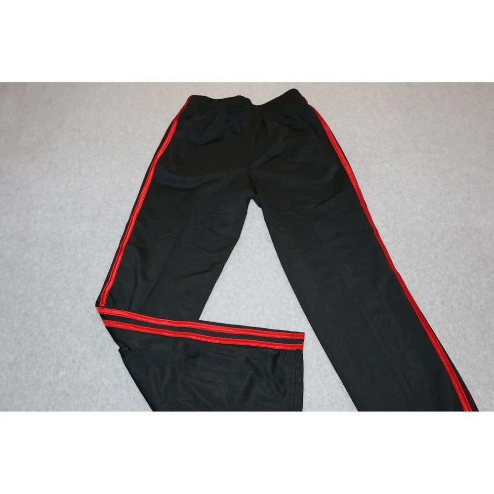 Adidas Track Pants Kids Teens Large 14/16 Black Red 3-Stripe Activewear Gym